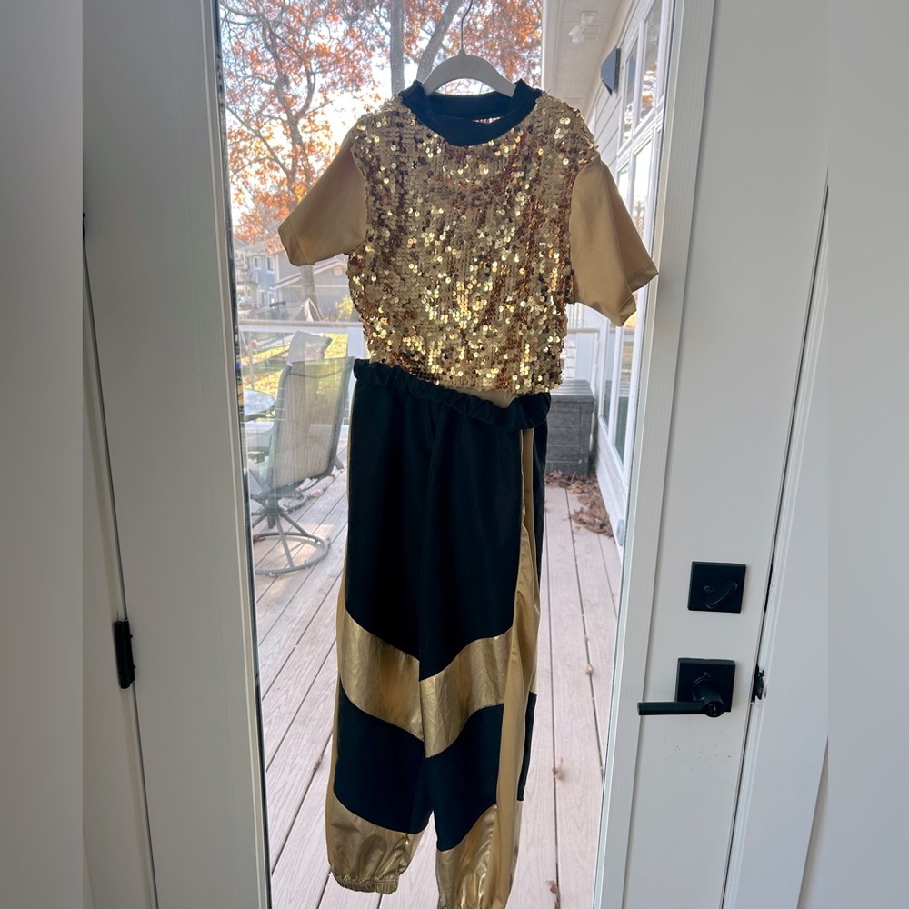 Weissman black gold costume with sequins